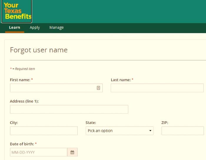 YourTexasBenefits-Forgot-Username